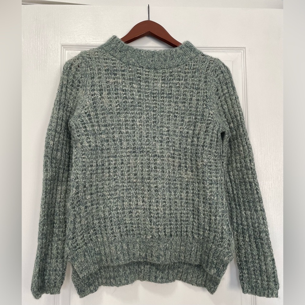 Field Flower Green Loose-knit Mockneck Sweater